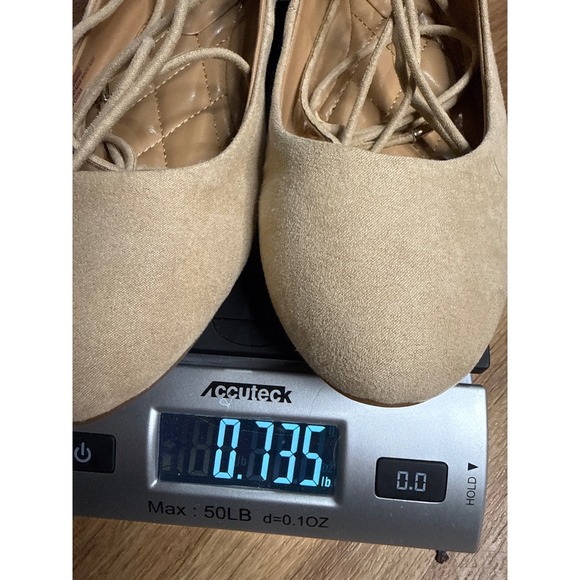 Jessica Simpson Bingley Beige Faux Suede Lace Up Ankle Tie Ballet Flats Size 9M - Picture 8 of 8